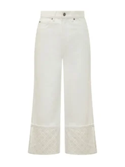 Straight Leg Jeans with Pattern Insert