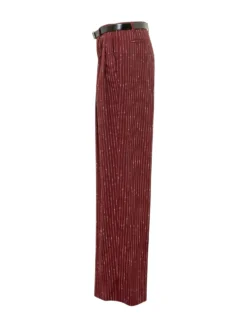 Straight Leg Pinstriped Trousers with Belt