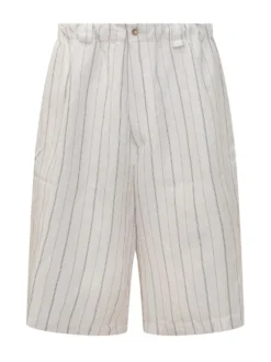 Striped Bermuda Shorts with Elastic Waist