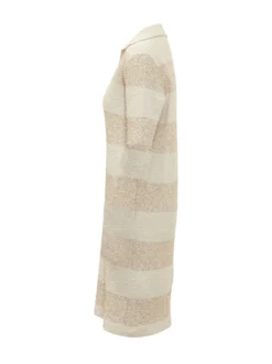 Striped Knit Dress with Open Collar