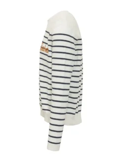 Striped Knit Pullover with Logo Embroidery
