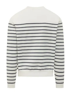 Striped Knit Pullover with Logo Embroidery