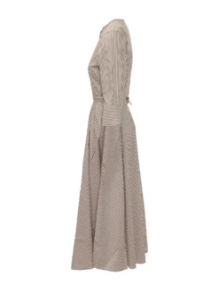 Striped Midi Dress with Belt