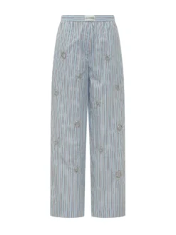 Striped Pants with Embroidery