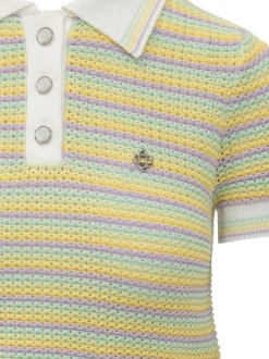 Striped Polo with Perforated Texture