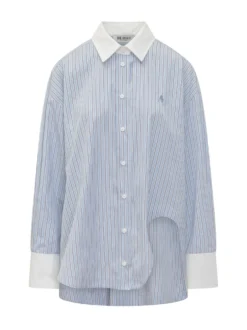 Striped Shirt with Asymmetric Hem