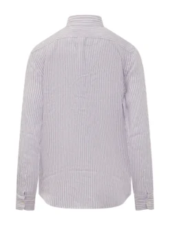 Striped Shirt with Classic Collar and Embroidered Logo