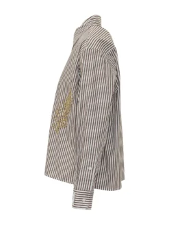 Striped Shirt with Embellished Embroidery