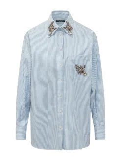 Striped Shirt with Jewel Embellishments