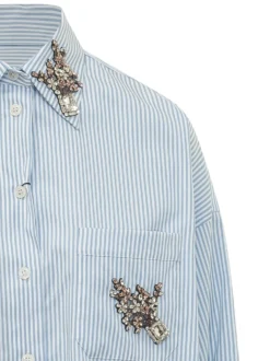 Striped Shirt with Jewel Embellishments