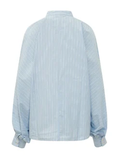 Striped Shirt with Mandarin Collar