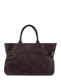 Suede Leather Tote Bag with Studded Belt