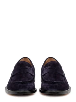 Suede Loafers with Front Strap