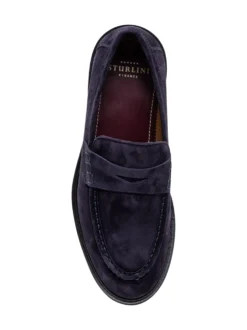 Suede Loafers with Front Strap