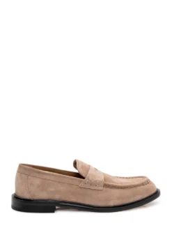 Suede Loafers with Front Strap