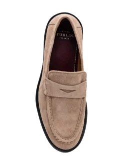 Suede Loafers with Front Strap
