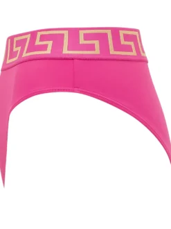 Swim Briefs with High Waist and Geometric Band