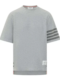 Textured Knit T-Shirt with Sleeve Stripes
