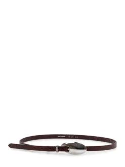 Thin Leather Belt with Oval Buckle