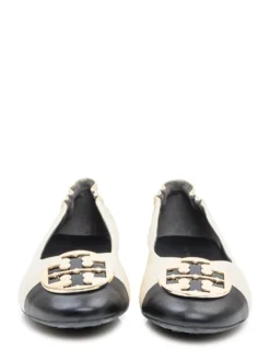 Tory Burch Bicolor Ballet Flats with Metal Logo