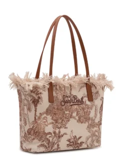 Tote Bag City with Handles and Frayed Edge