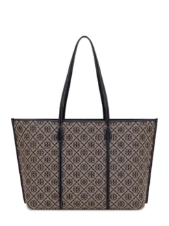 Tote Bag with Monogram Pattern and Double Handles