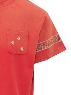 T-shirt with Floral Embroidered Border