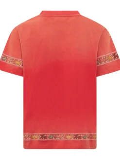 T-shirt with Floral Embroidered Border