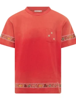 T-shirt with Floral Embroidered Border