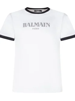 T-shirt with Front Logo and Contrasting Trims