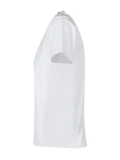 T-shirt with Front Logo and Shoulder Buttons