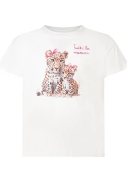T-shirt with Leopard Print and Lettering