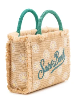 Vanity Mini Straw Bag with Floral Embroidery
