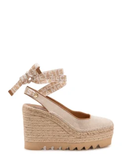 Wedge Shoe Gaia Slingback with Ankle Laces and Toothed Sole