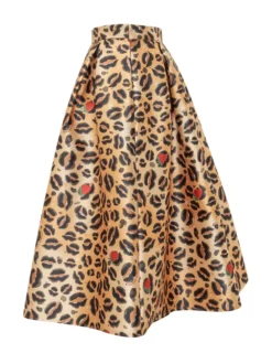 Wide Animal Print Midi Skirt