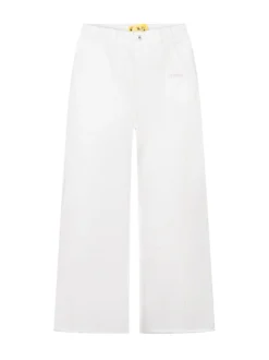 Wide Leg Denim Pants with Logo