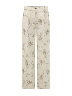 Wide Leg Floral Print Trousers