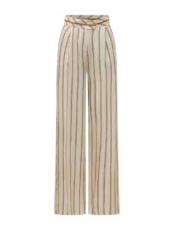 Wide leg striped trousers