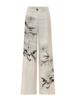 Wide Leg Trousers with Floral Print