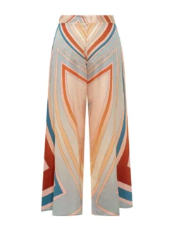 Wide Leg Trousers with Geometric Print