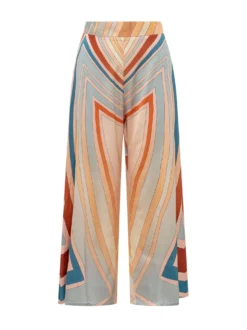 Wide Leg Trousers with Geometric Print