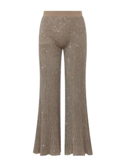 Wide Leg Trousers with Shimmer Texture
