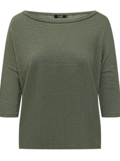 Wide Neck Top with Three Quarter Sleeves