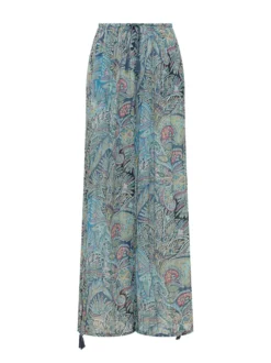 Wide Trousers with Tassels and Drawstring