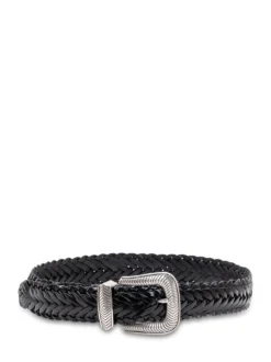 Woven Leather Belt with Braided Design