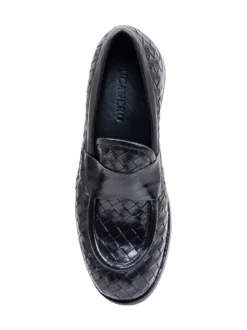 Woven Leather Loafers with Strap