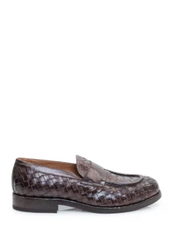 Woven Leather Loafers with Strap