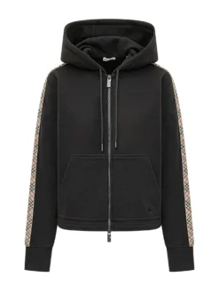 Zip Up Hoodie with Check Detail